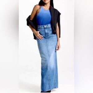 NWT MOTHER SNACKS The Candy Stick Maxi Denim Skirt Dine N' Dash 28 MSRP $238